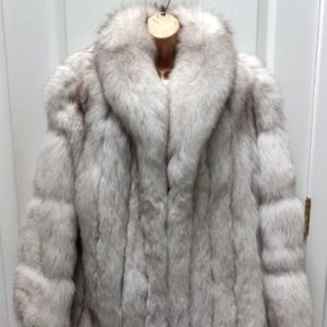 Vintage Saga Fox real silver Fox fur jacket size L